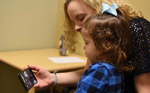 A child participating in an autism study