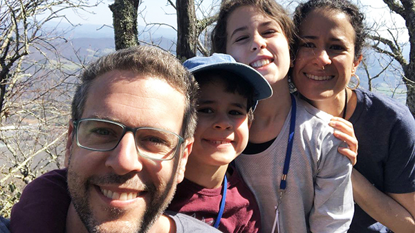 Gabriela Panayotti with her family on a hike