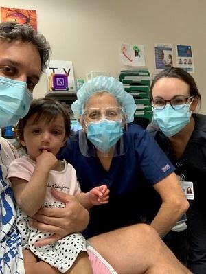 Sharon Freedman with patient Kiara Indie and family