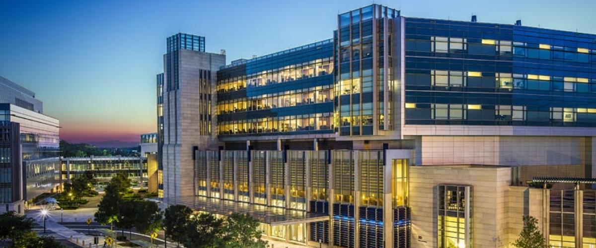Duke Medicine Pavilion at night