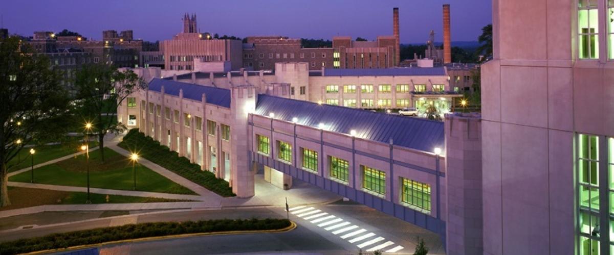 Duke School of Medicine campus at night