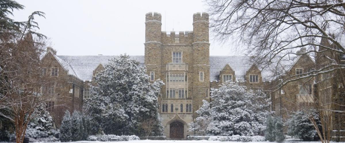 Duke campus in snow