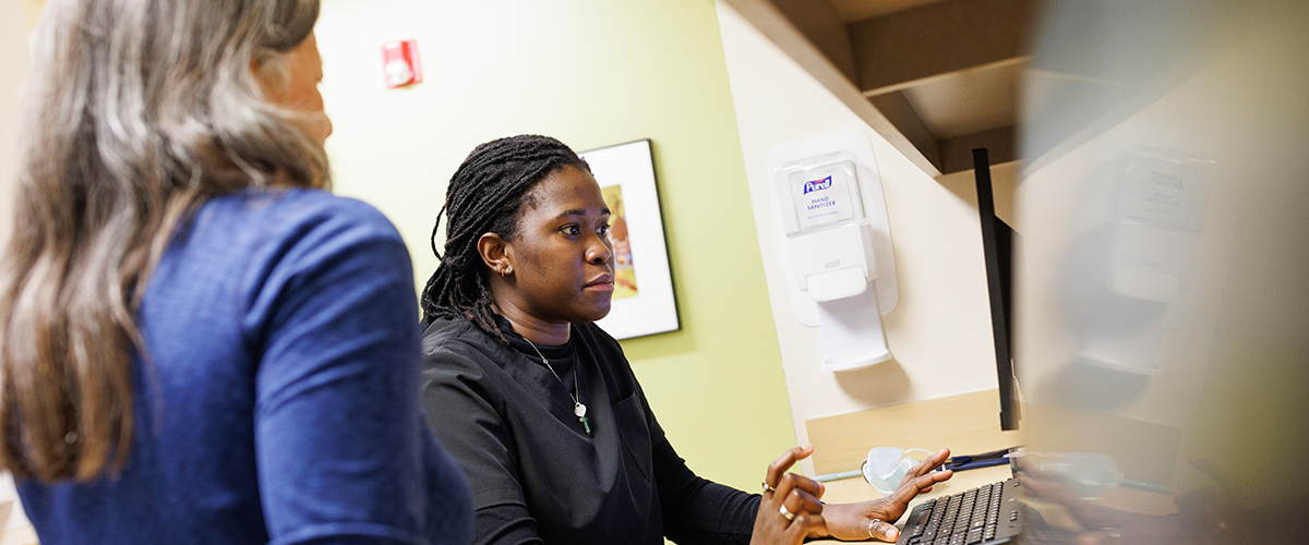 medical student talking with attending