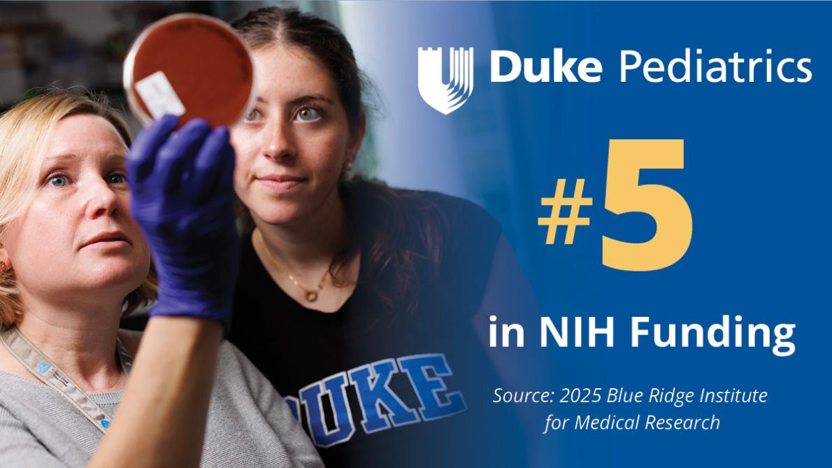 Duke Pediatrics Ranked 5 in 2025 NIH Funding