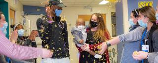 Confetti parade for patient leaving hospital