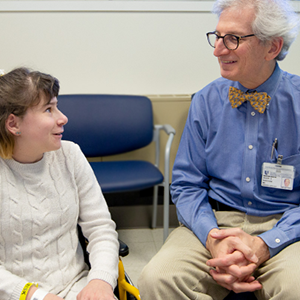 patient and doctor at spina bifida clinic